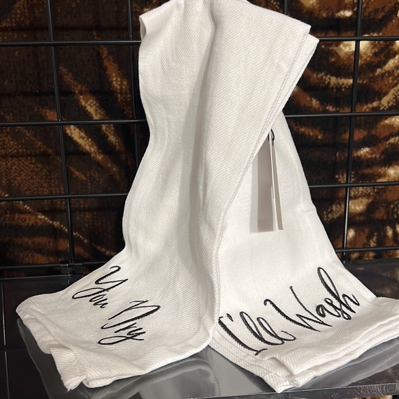 Stitch & Weft 2 Pack Kitchen Towels Dish Tea Hand I'LL WASH YOU DRY Cotton 28x18 - Picture 3 of 4